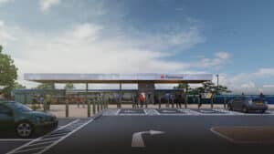 Visualisation of Portishead Station from the car park