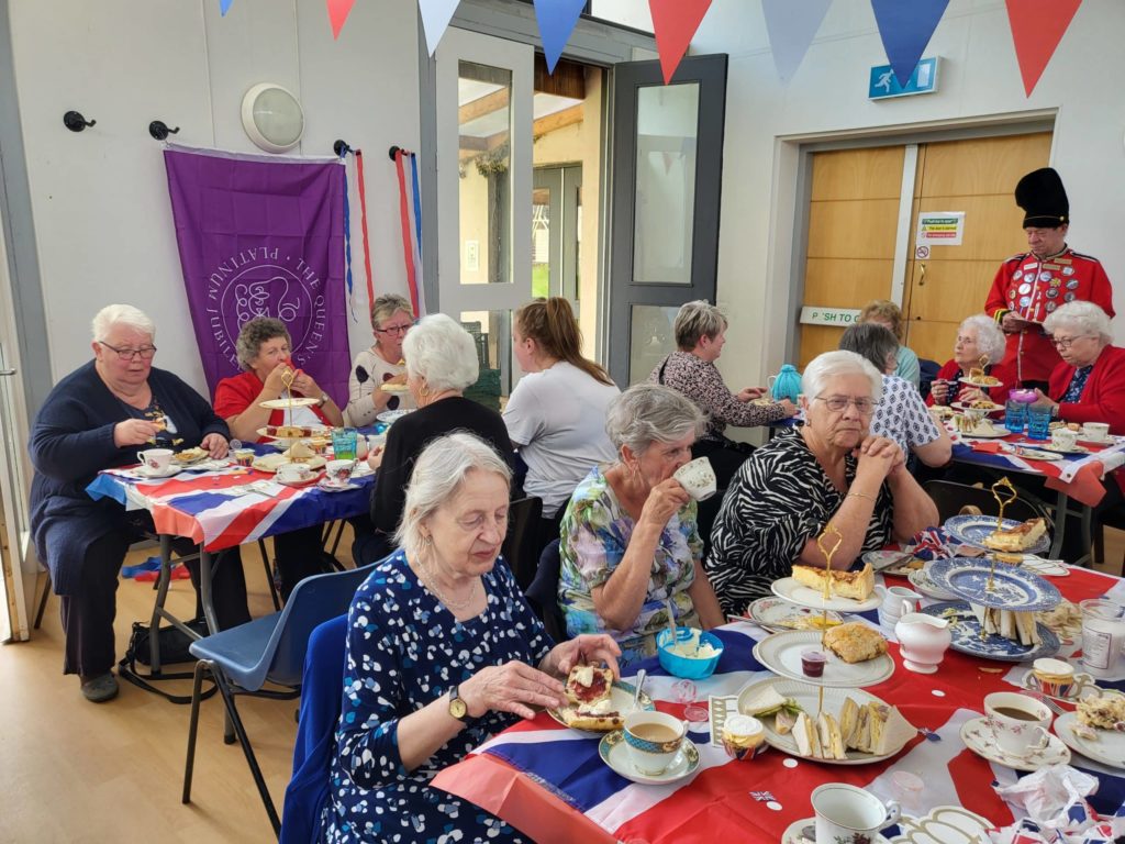 The Sprint members enjoying a meal out on Jubilee day