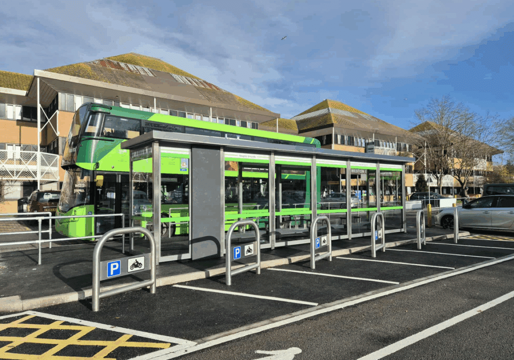 New bus stop and other infrastructure at Weston General Hospital