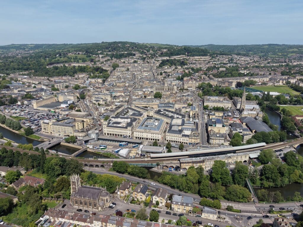 Aerial view of Bath City Centre